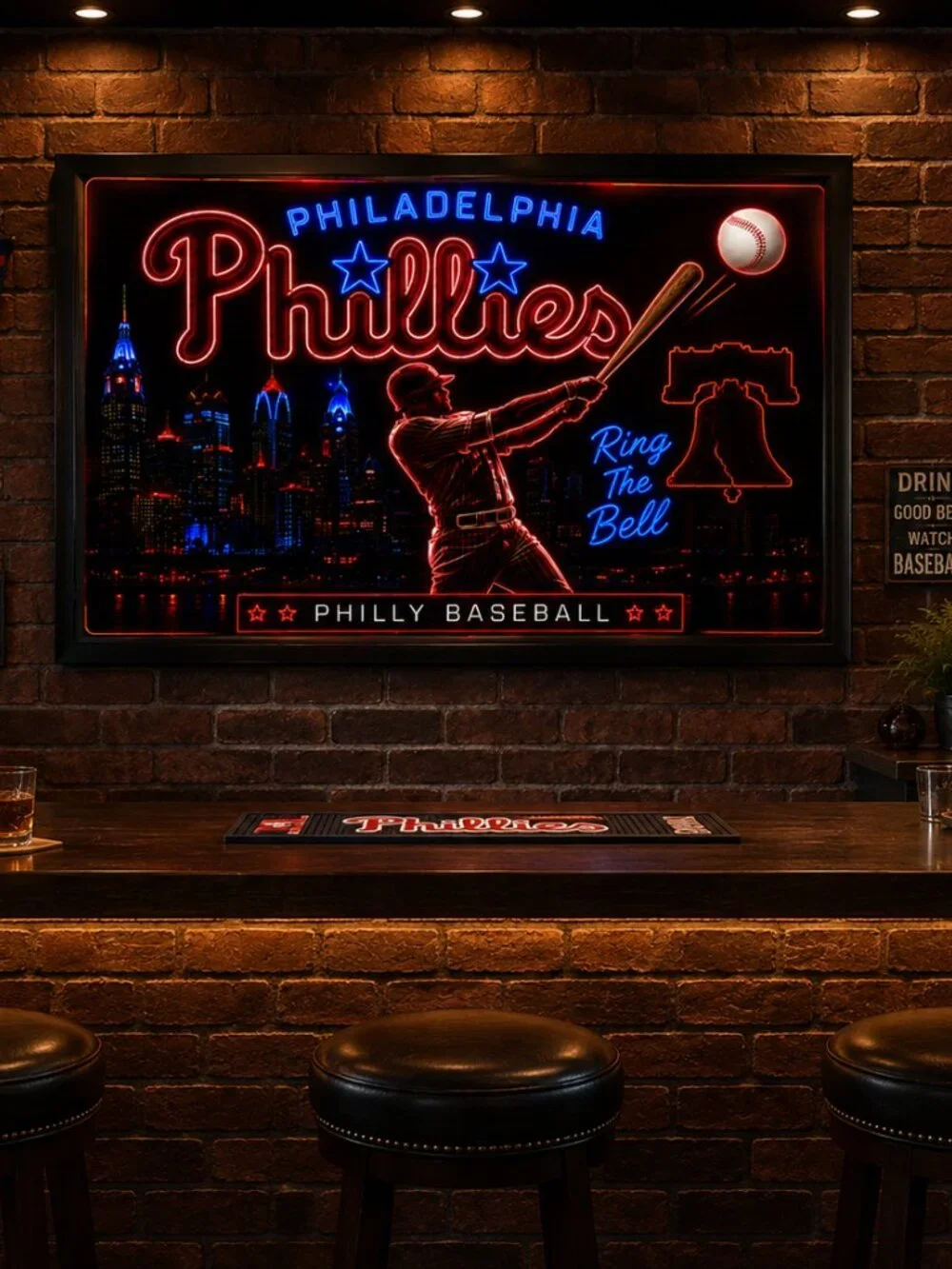 Philadelphia Phillies Neon Sign Wall Art | 13x19 Framed
